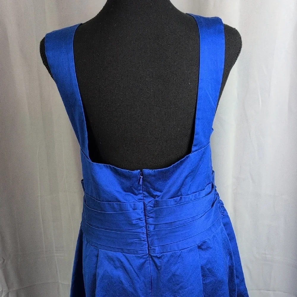 David's Bridal Blue Ruched Halter‎ Midi Dress